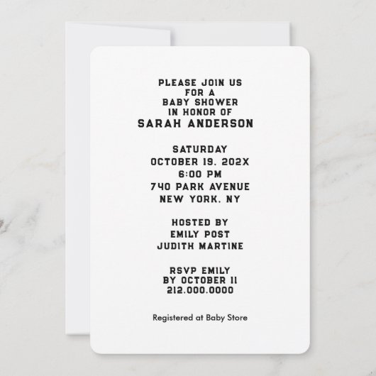 Baby shower Muziek Thema Uitnodiging (Achterkant)