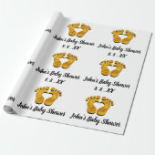 Baby shower Naam Datum Feet-hart Zwart-wit Gold Cadeaupapier (Uitgerold)