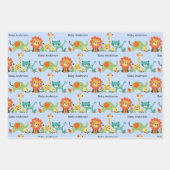 Baby shower Naam Leon Giraffe Elephant 3 Inpakpapier Vel (Voorkant 3)