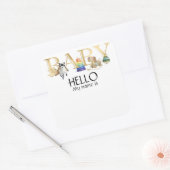 Baby shower Naam Tag Vierkante Sticker (Envelop)