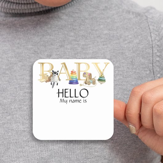 Baby shower Naam Tag Vierkante Sticker