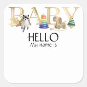  Baby Shower Naamlabel  Vierkante Sticker (Voorkant)