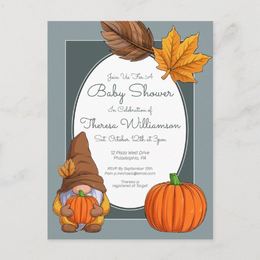 BABY SHOWER | Najaarsuitnodiging van de Herfst Briefkaart (Voorkant)