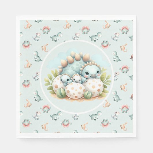 Baby Shower Napkin Dinosaur Dino Mite Table Servet (Voorkant)