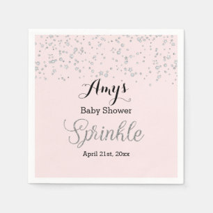 Baby shower Napkin, Roze Silver Sprinkle Servetten