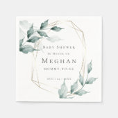 Baby shower Napkins Grijs Jade Green Botanical Servet (Voorkant)