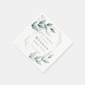 Baby shower Napkins Grijs Jade Green Botanical Servet (Hoek)