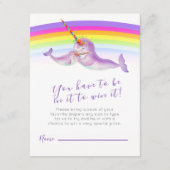 Baby shower narwal luier loterij informatiekaartje (Achterkant)