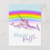 Baby shower narwal luier loterij informatiekaartje (Voorkant)