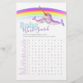 Baby shower narwhal woord zoeken prijs gokken spel flyer (Voorkant)