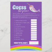 Baby shower narwhal woord zoeken prijs gokken spel flyer (Achterkant)