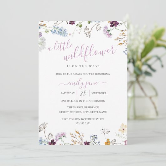 Baby shower Natuur van wilde bloemen Kaart (Staand voorkant)