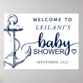 Baby shower Nautical Anchor Welcome White Poster (Voorkant)