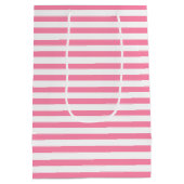 Baby shower Nautical Pink Anchor Striped Gift Bag Medium Cadeauzakje (Achterkant)