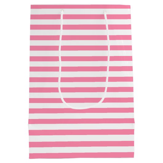 Baby shower Nautical Pink Anchor Striped Gift Bag Medium Cadeauzakje (Achterkant)