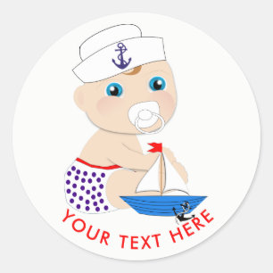 Baby shower nautische jongens Schattige zeeman bla Ronde Sticker