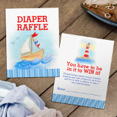 Baby shower nautische rood blauw luier verloting informatiekaartje