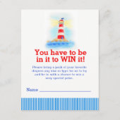 Baby shower nautische rood blauw luier verloting informatiekaartje (Achterkant)