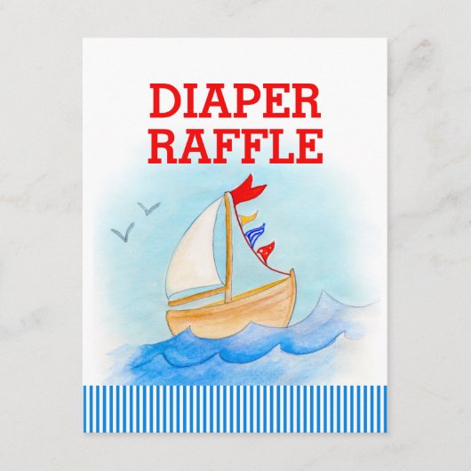 Baby shower nautische rood blauw luier verloting informatiekaartje (Voorkant)