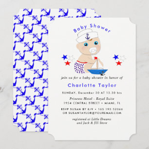 Baby shower Nauwe jongens Cute Sailor Blue Kaart