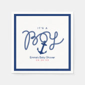 Baby shower Navy Blue Anchor Boy Nautisch Servetten (Voorkant)