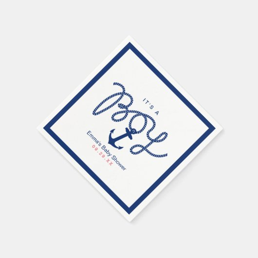 Baby shower Navy Blue Anchor Boy Nautisch Servetten (Hoek)