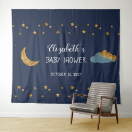 Baby shower Navy Blue en Golden Stars Wandkleed