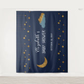 Baby shower Navy Blue en Golden Stars Wandkleed (Voorkant)