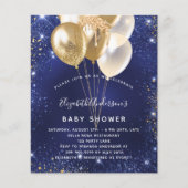 Baby shower Navy Blue Gold Balloons Uitnodiging (Voorkant)
