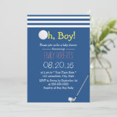 Baby shower Navy Blue Stripes Golf Boy Kaart (Staand voorkant)