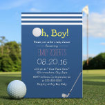 Baby shower Navy Blue Stripes Golf Boy Kaart<br><div class="desc">Navy Blue Stripes Golf Boy Baby Shower Invitations.</div>