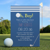 Baby shower Navy Blue Stripes Golf Boy Kaart