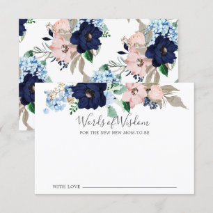 Baby shower Navy & Blush Woorden van Wijsheid Kaar Kaart