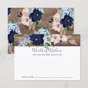 Baby shower Navy & Blush Woorden van Wijsheid Kaar Kaart