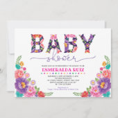 Baby shower Navy Pink Mexican Fiesta Flower Kaart (Voorkant)