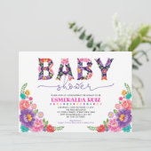 Baby shower Navy Pink Mexican Fiesta Flower Kaart (Staand voorkant)