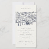 Baby shower Navy Winery Mountain Sketch Invite Bedankkaart (Voorkant)