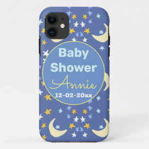 Baby shower navyblauwe ster maan voeg naam jaar da Case-Mate iPhone case