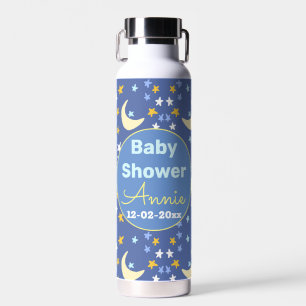 Baby shower navyblauwe ster maan voeg naam jaar da waterfles