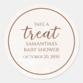 Baby shower neemt een traktspartij in de gunst ronde sticker (Voorkant)