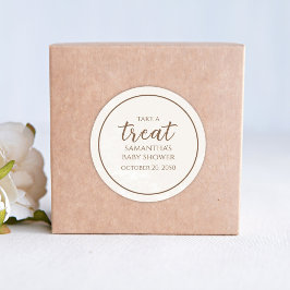 Baby shower neemt een traktspartij in de gunst ronde sticker