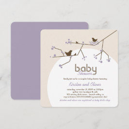 Baby shower nestende vogelfamilie - boomparen kaart