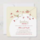 Baby shower nestende vogelfamilie - boomparen kaart (Voorkant)