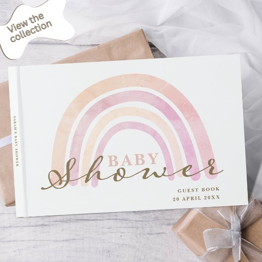 Baby shower Neutraal regenbooghandboek Gastenboek