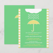 Baby shower Neutral Green Umbrella Invitation Kaart (Voorkant / Achterkant)