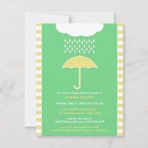 Baby shower Neutral Green Umbrella Invitation Kaart