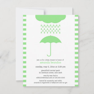 Baby shower Neutral Green Umbrella Invitation Kaart