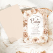Baby shower Neutral Mocha Gold Floral Kaart