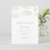 Baby shower Neutrale Waterverf wolken en sterren Kaart (Staand voorkant)