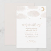 Baby shower Neutrale Waterverf wolken en sterren Kaart (Voorkant / Achterkant)